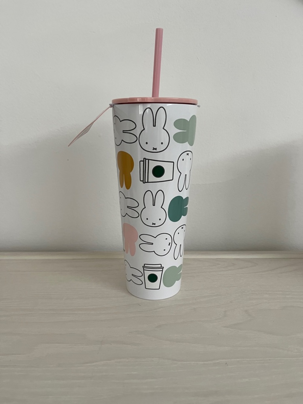miffy Pink Lid & Pastel Bunny Travel Tumbler with Straw
